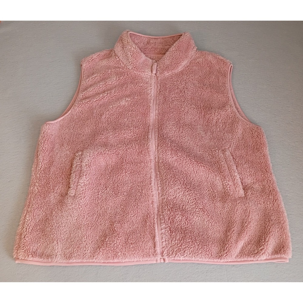 White Mark Cozy Collection Sherpa  Faux Fur Vest Pink Size 2X Soft Cozy‎ Chic